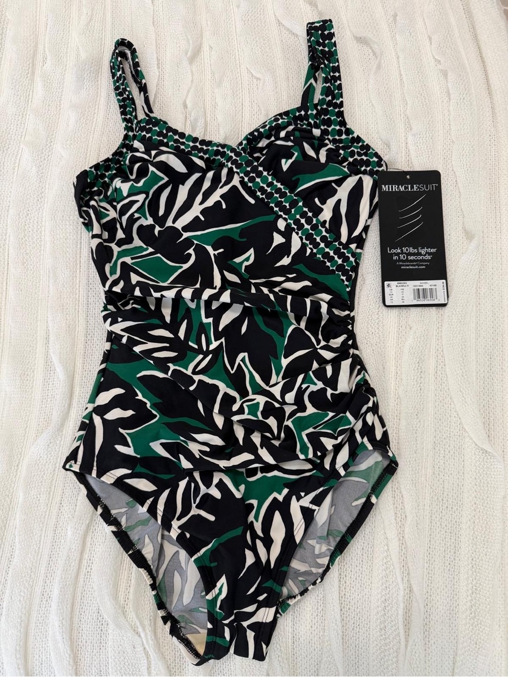 Miraclesuit One Piece Swimsuit Tummy Control Floral Green Black
